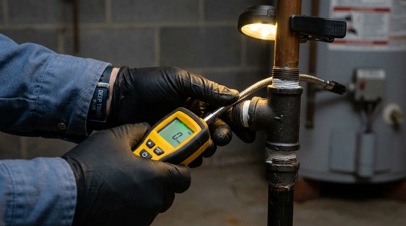 Gas leak detection with electronic sniffer by Johns Plumbing LLC in Oglala